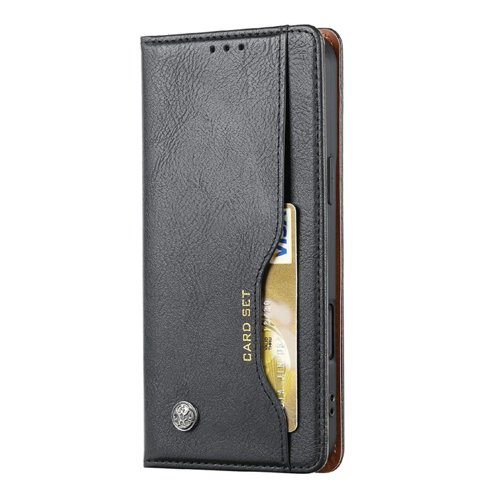 For iPhone 16 Pro Max Cell Phone Case Magnetic Closing PU Leather Stand Cover - Black - 5