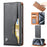 For iPhone 16 Cell Phone Case Magnetic Closing PU Leather Stand Cover - Black - 1