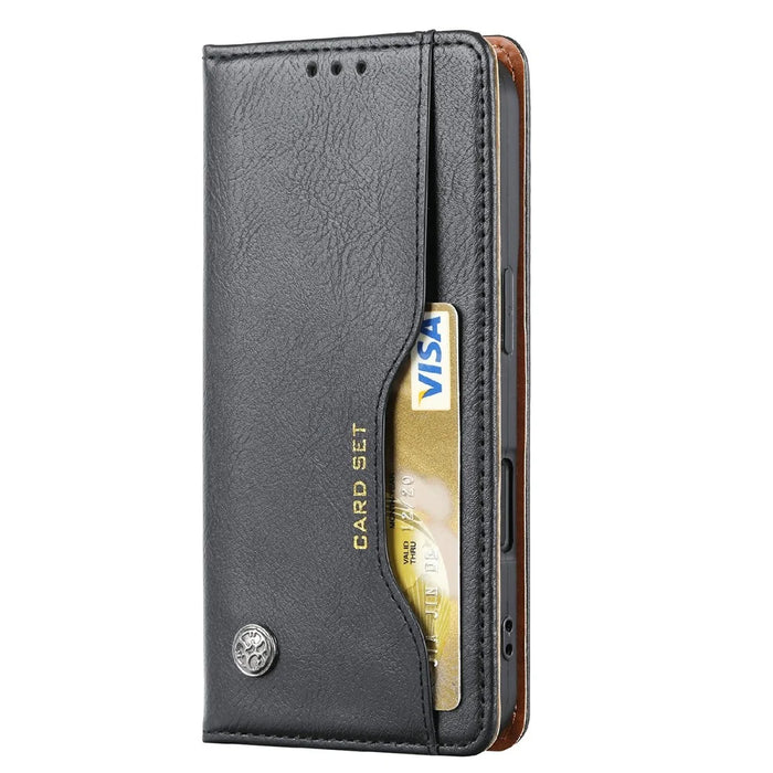 For iPhone 16 Cell Phone Case Magnetic Closing PU Leather Stand Cover - Black - 5