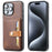 For iPhone 16 Pro Max Card Holder PU Leather+TPU Kicsktand Phone Cover - Brown - 1