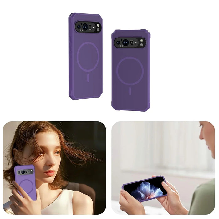 For Google Pixel 9 Pro XL Magnetic Case Protective TPU+PC Hybrid Phone Cover - Dark Purple - 5