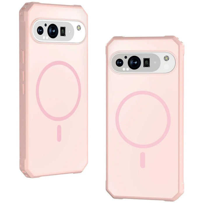 For Google Pixel 9 / 9 Pro Magnetic Case Protective TPU+PC Hybrid Phone Cover - Light Pink - 1