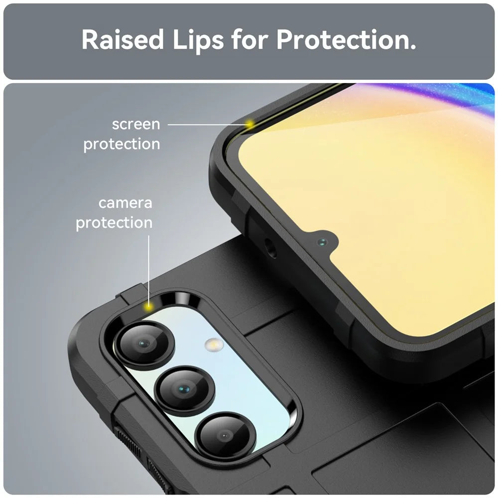 For Samsung Galaxy A16 5G / A16 4G Case Grid Design Soft TPU Scratch-Proof Phone Cover - Black - 7