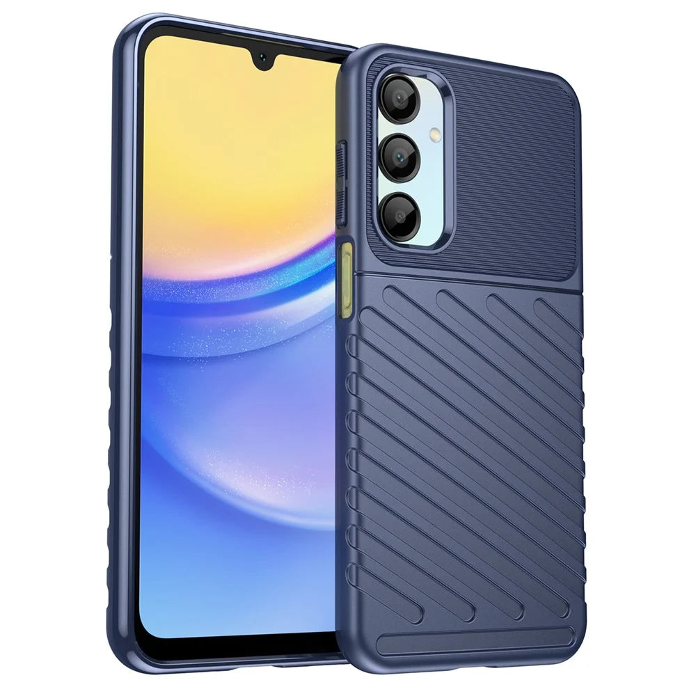 For Samsung Galaxy A16 5G / A16 4G Case Twill Texture TPU Shockproof Protective Phone Cover - Blue - 1