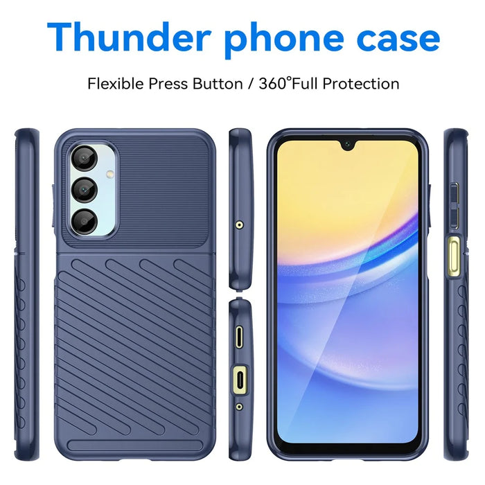 For Samsung Galaxy A16 5G / A16 4G Case Twill Texture TPU Shockproof Protective Phone Cover - Blue - 3