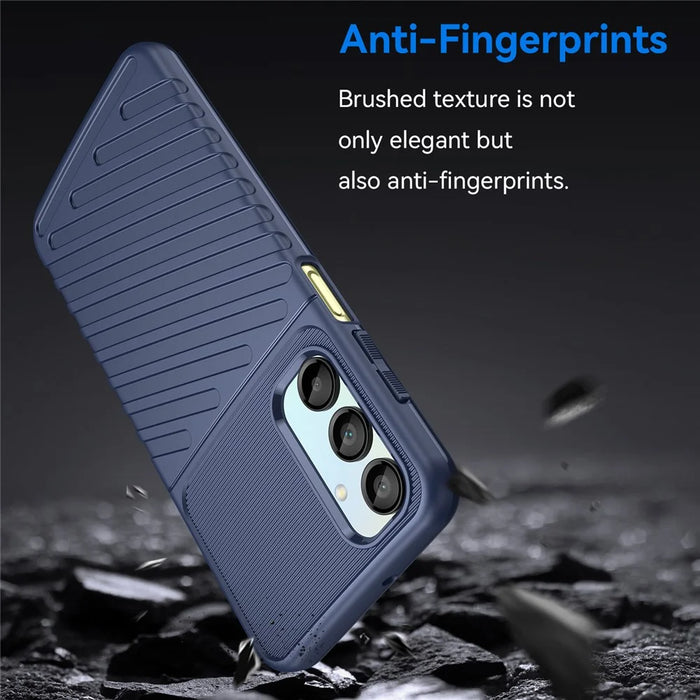 For Samsung Galaxy A16 5G / A16 4G Case Twill Texture TPU Shockproof Protective Phone Cover - Blue - 4