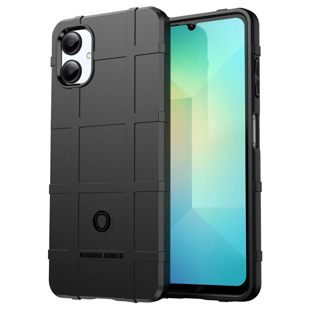 For Samsung Galaxy A06 4G Case Grid Design Soft TPU Scratch-Proof Phone Cover - Black - 1