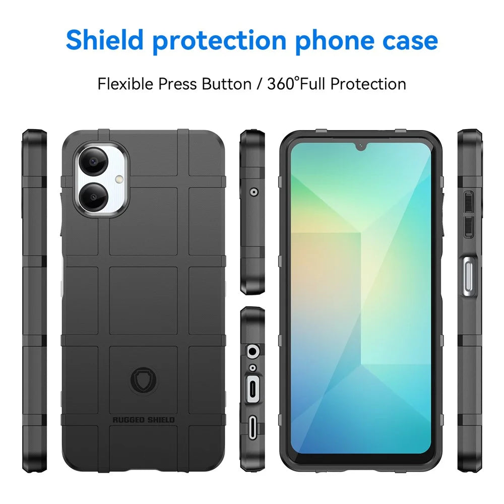 For Samsung Galaxy A06 4G Case Grid Design Soft TPU Scratch-Proof Phone Cover - Black - 3