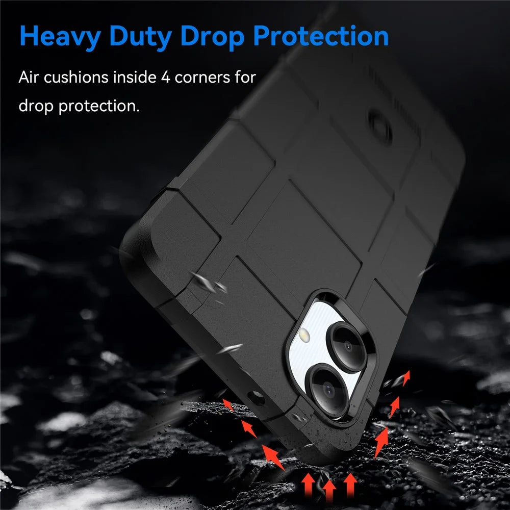 For Samsung Galaxy A06 4G Case Grid Design Soft TPU Scratch-Proof Phone Cover - Black - 4