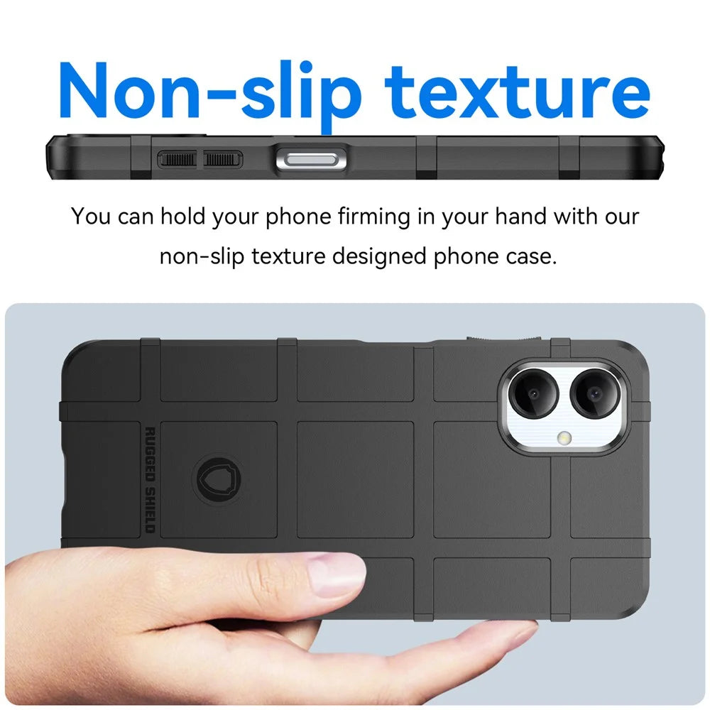 For Samsung Galaxy A06 4G Case Grid Design Soft TPU Scratch-Proof Phone Cover - Black - 5