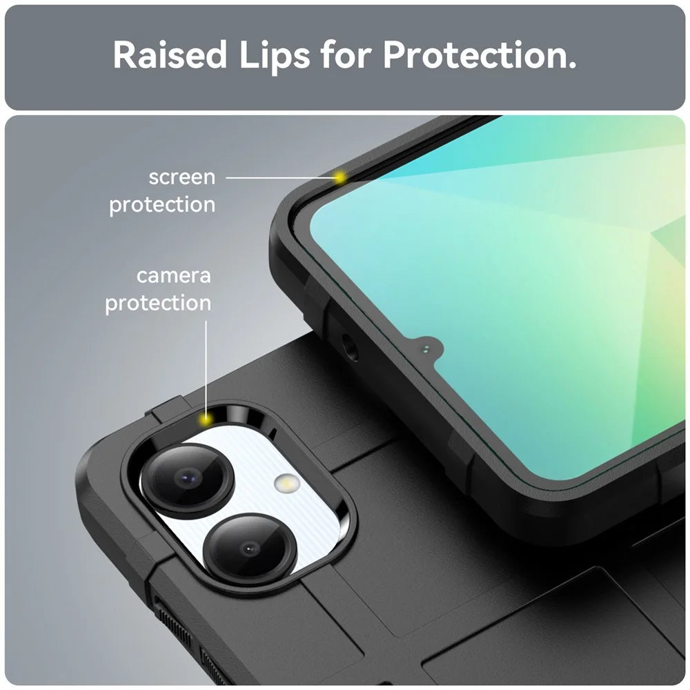For Samsung Galaxy A06 4G Case Grid Design Soft TPU Scratch-Proof Phone Cover - Black - 7