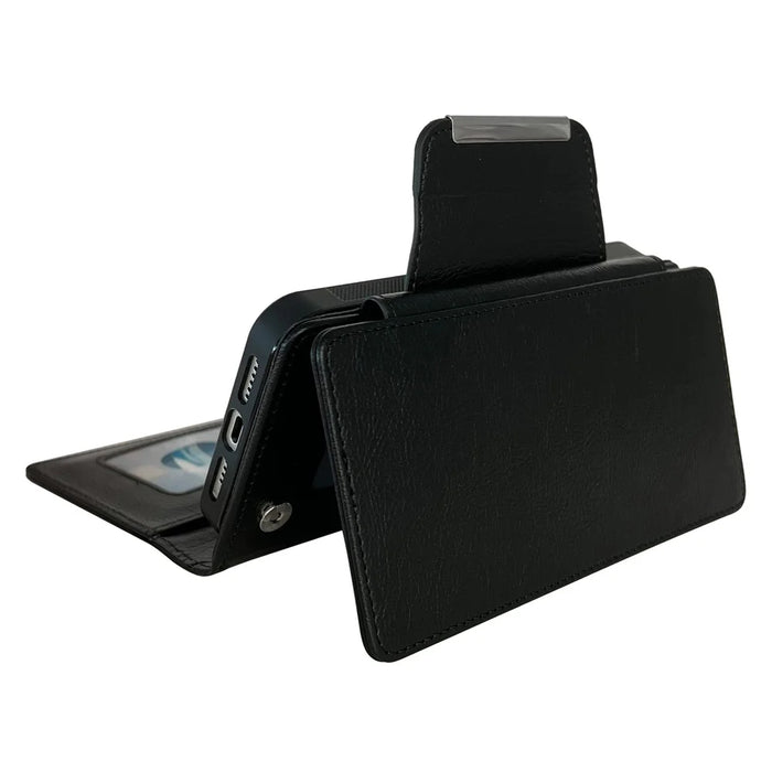 For iPhone 16 Pro Max Case Detachable 2-in-1 Magnetic Closure PU Leather Wallet Phone Case - Black - 6