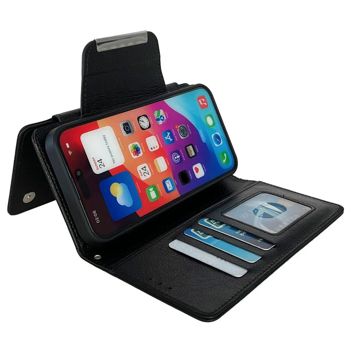 For iPhone 16 Plus Case Detachable 2-in-1 Magnetic Closure PU Leather Wallet Phone Case - Black - 5