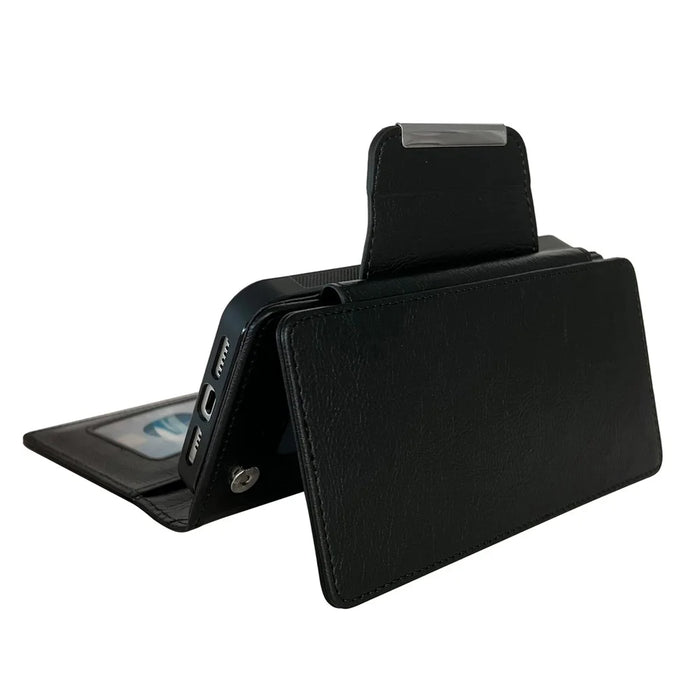For iPhone 16 Plus Case Detachable 2-in-1 Magnetic Closure PU Leather Wallet Phone Case - Black - 6