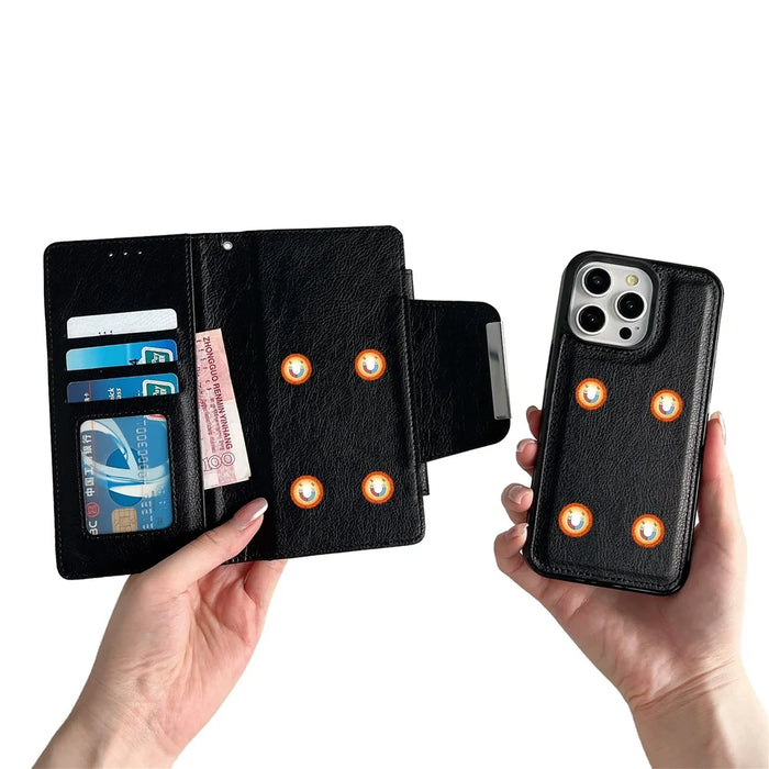 For iPhone 16 Pro Case Detachable 2-in-1 Magnetic Closure PU Leather Wallet Phone Case - Black - 2