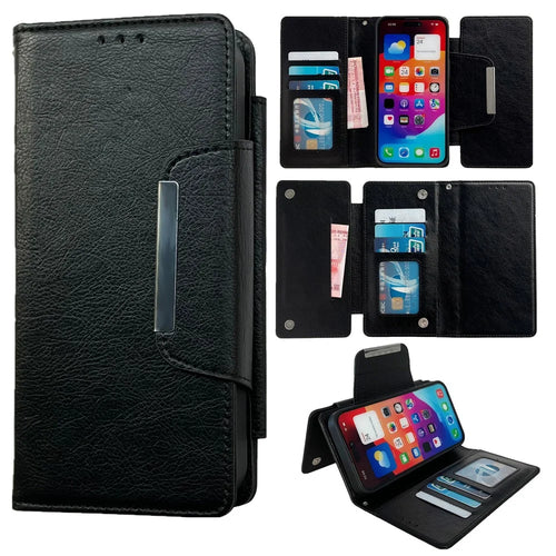 For iPhone 16 Case Detachable 2-in-1 Magnetic Closure PU Leather Wallet Phone Case - Black - 1