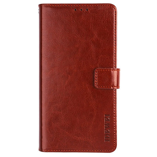 IDEWEI for iPhone 14 Pro Shockproof Phone Case Crazy Horse Textured PU Leather Magnetic Closure Flip Wallet Cover Stand - Brown - 2