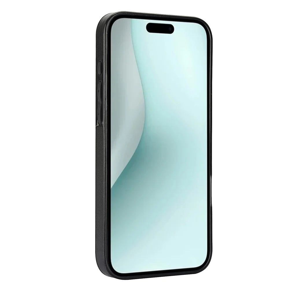 For iPhone 16 Plus Case Card Slot Slim-Fit PU+TPU Mobile Cover - Black - 3