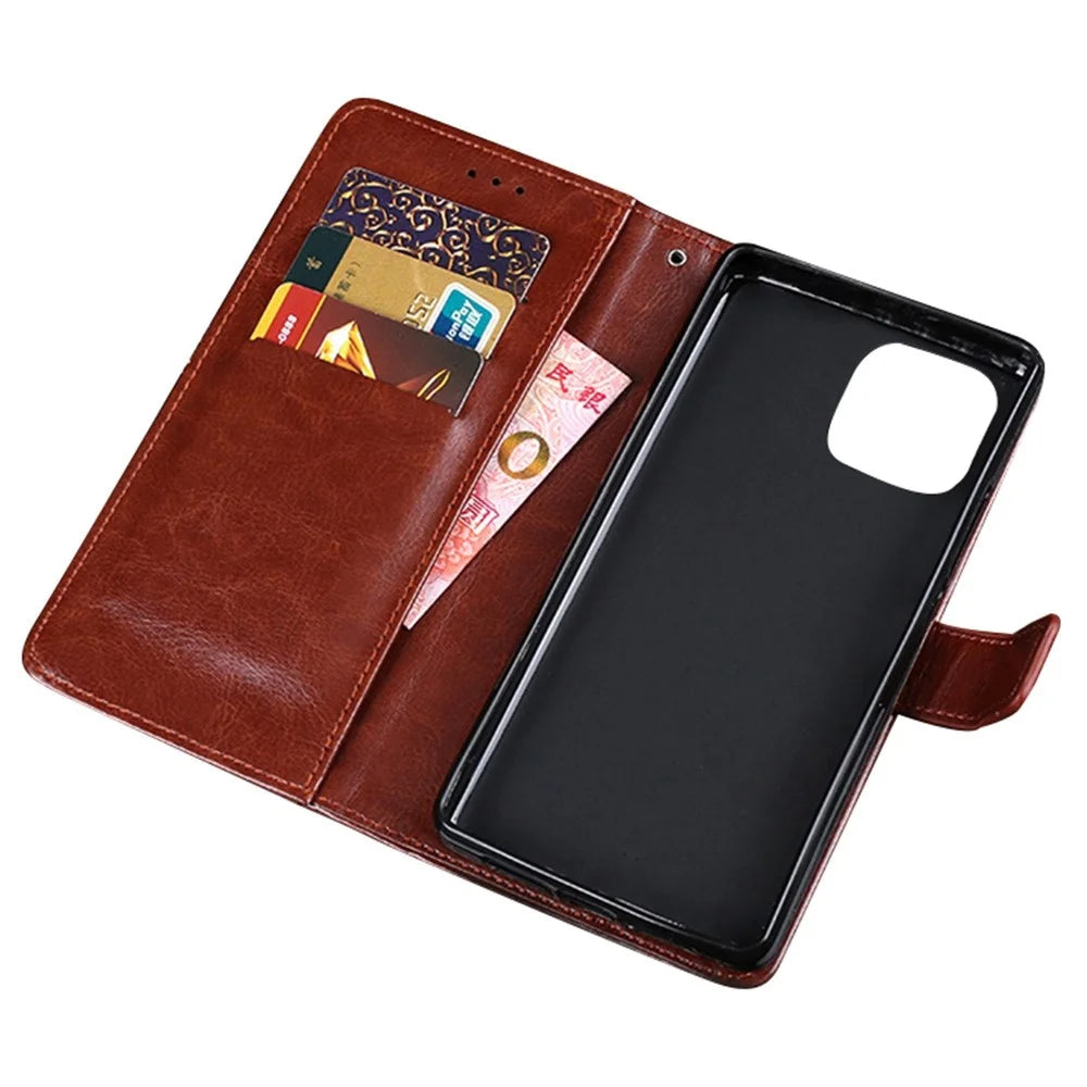 IDEWEI for iPhone 14 Plus Crazy Horse Textured Phone Case Anti-drop Phone Shell PU Leather Magnetic Closure Flip Wallet Cover Stand - Brown - 5