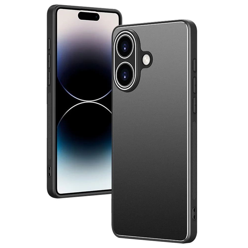 For iPhone 16 Case PC+TPU Matte Back Phone Cover with Lens Film - Black - 1