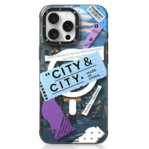 YOUNGKIT City Series for iPhone 16 Pro Max Magnetic Case Shockproof IMD TPU Phone Cover - Cityscape - 1