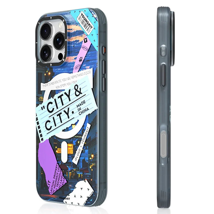 YOUNGKIT City Series for iPhone 16 Pro Max Magnetic Case Shockproof IMD TPU Phone Cover - Cityscape - 2