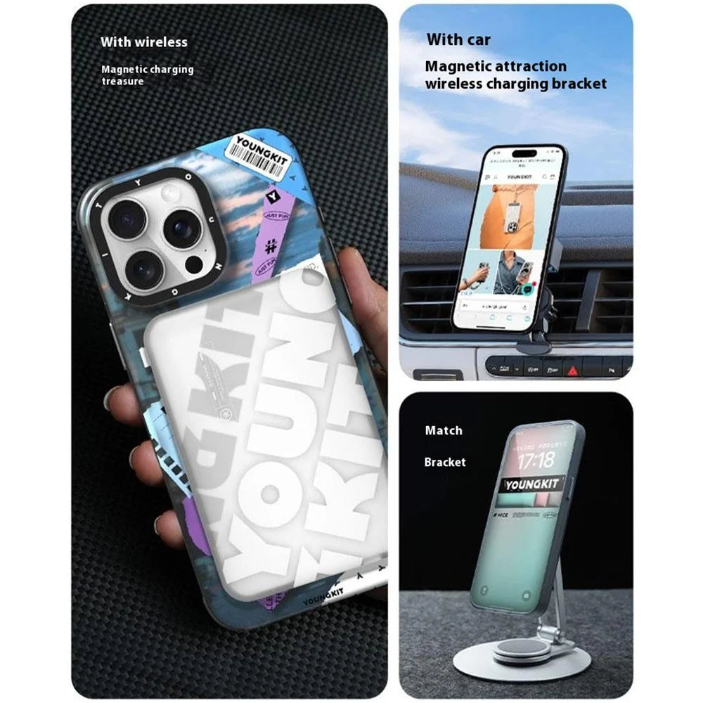 YOUNGKIT City Series for iPhone 16 Pro Magnetic Case Shockproof IMD TPU Phone Cover - Cityscape - 4