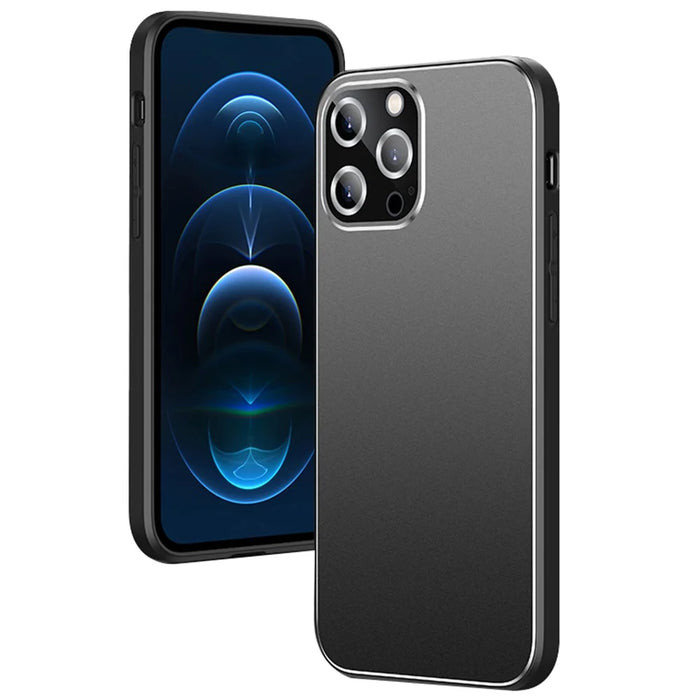For iPhone 15 Pro Max Case PC+TPU Matte Back Phone Cover with Lens Film - Black - 1