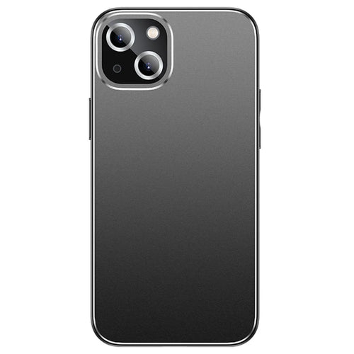 For iPhone 15 Case PC+TPU Matte Back Phone Cover with Lens Film - Black - 1
