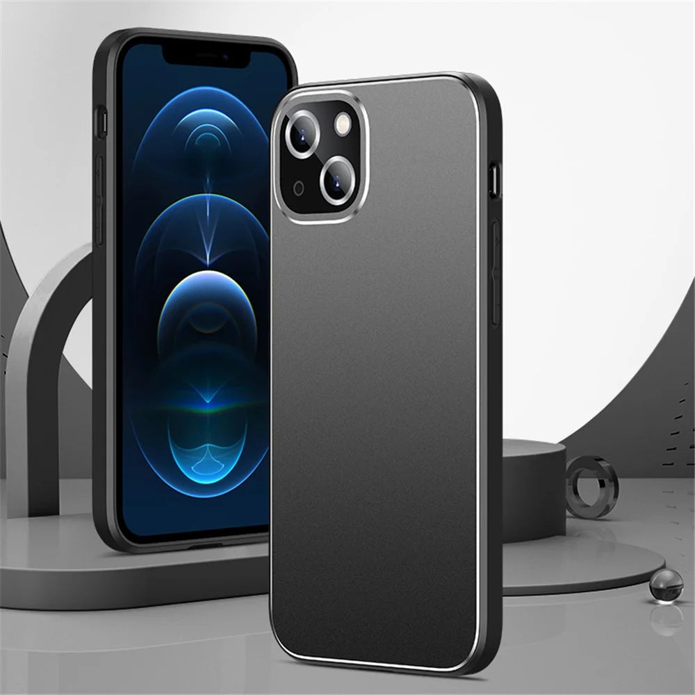 For iPhone 15 Case PC+TPU Matte Back Phone Cover with Lens Film - Black - 2