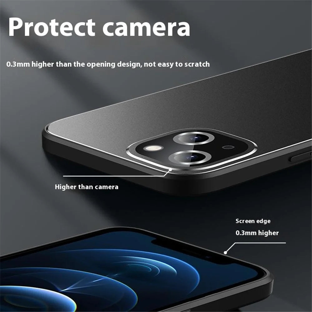 For iPhone 15 Case PC+TPU Matte Back Phone Cover with Lens Film - Black - 3