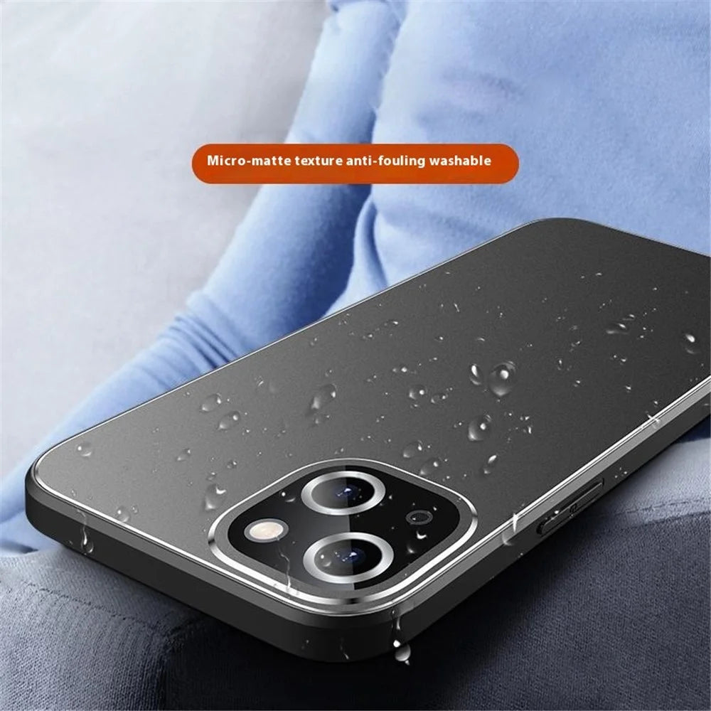 For iPhone 15 Case PC+TPU Matte Back Phone Cover with Lens Film - Black - 7