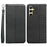 For Samsung Galaxy A55 5G Wallet Phone Case Checkered Pattern Imprint Leather Flip Cover with Wrist Strap - Black - 1