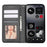 For Nothing CMF Phone 1 Wallet Phone Case Checkered Pattern Imprint Leather Flip Cover with Wrist Strap - Black - 2