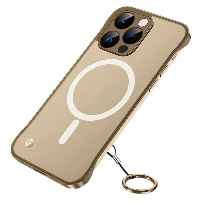 For iPhone 16 Pro Max Case Compatible with MagSafe Matte PC Frameless Mobile Cover - Gold - 1