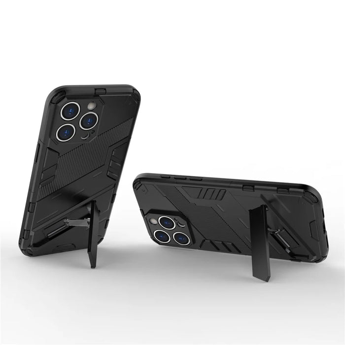 For iPhone 16 Pro Max Case PC+TPU Shockproof Phone Cover with Kickstand - Black - 3
