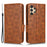 For Samsung Galaxy A13 4G Imprinted Triangle Pattern Anti-scratch PU Leather Case Wallet Foldable Stand Phone Cover - Brown - 1