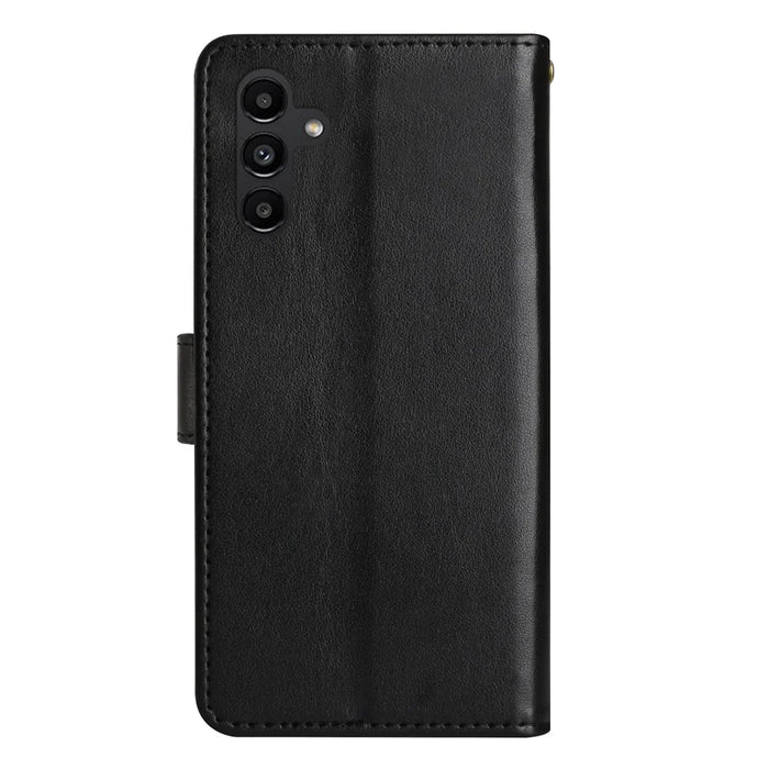 For Samsung Galaxy S24 FE Leather Wallet Case Butterfly Flower Imprinted Phone Cover with Strap - Black - 7