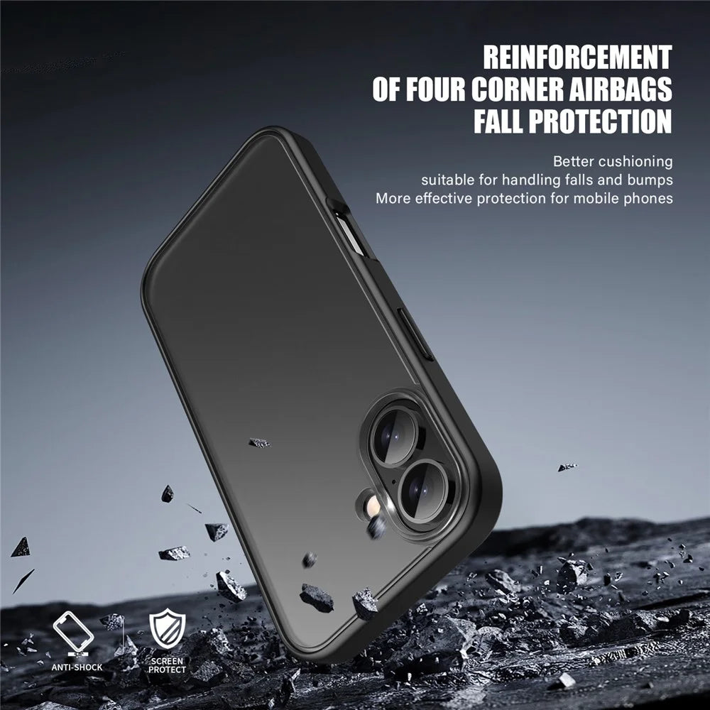Magic Series for iPhone 16 Case Translucent Matte TPU + PC Phone Cover - Black - 3