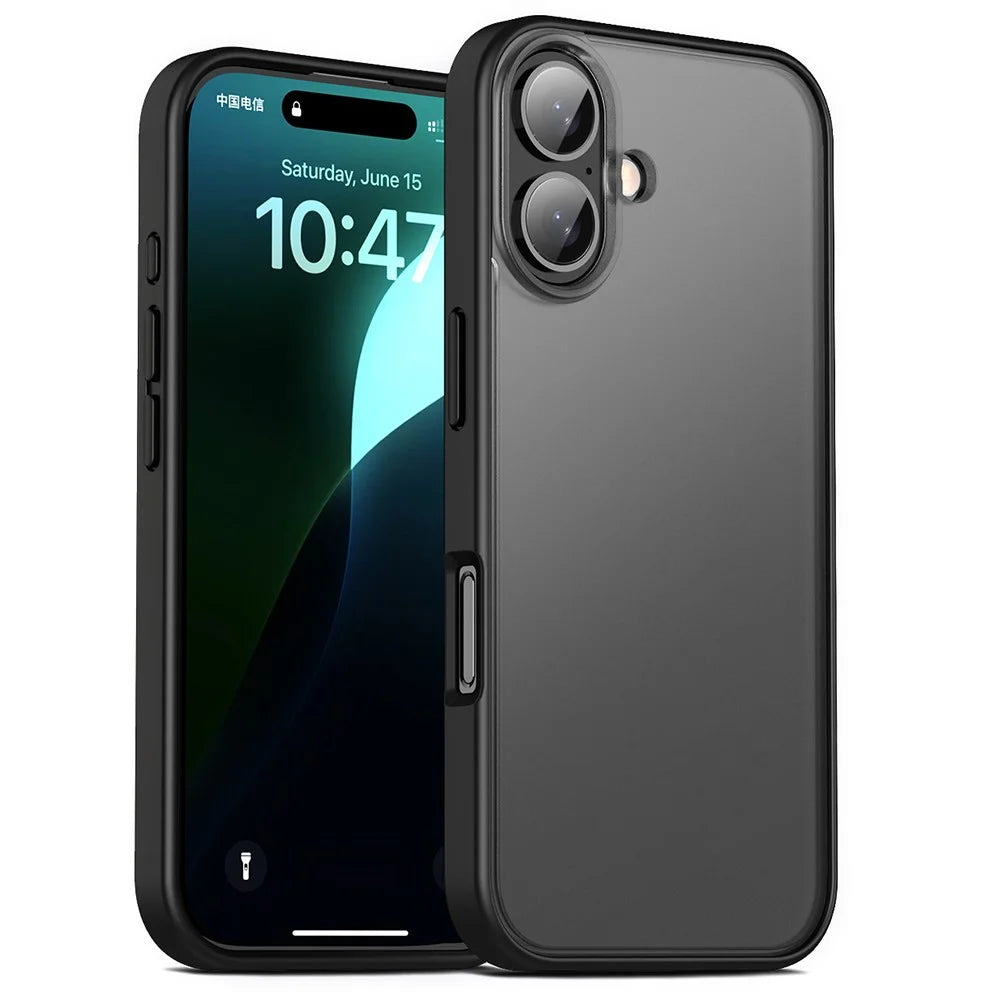 Magic Series for iPhone 16 Plus Case Translucent Matte TPU + PC Phone Cover - Black - 1
