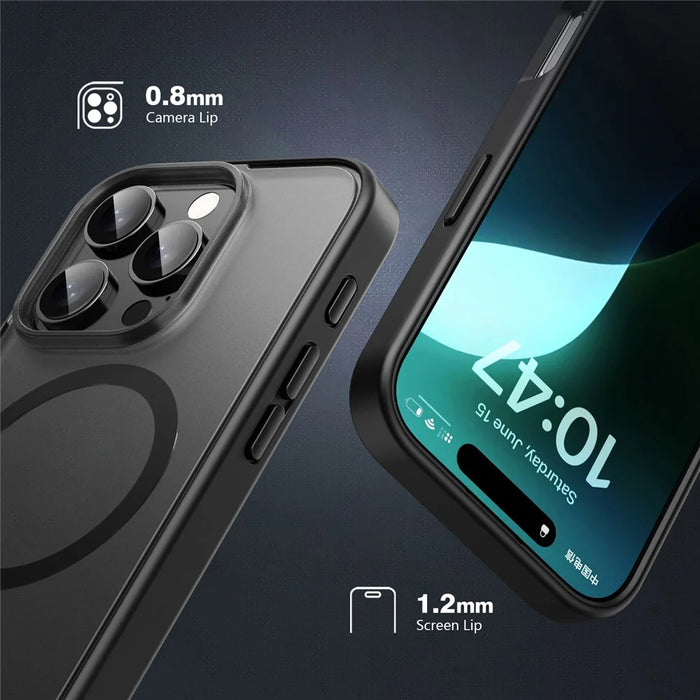 For iPhone 16 Pro Max Case Matte PC+TPU Phone Cover Compatible with MagSafe - Black - 4