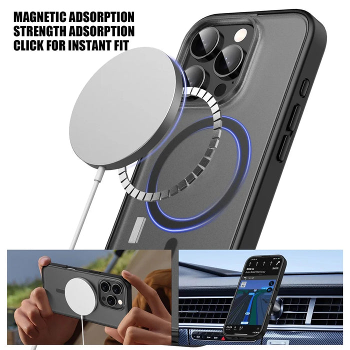 For iPhone 16 Pro Max Case Matte PC+TPU Phone Cover Compatible with MagSafe - Black - 6