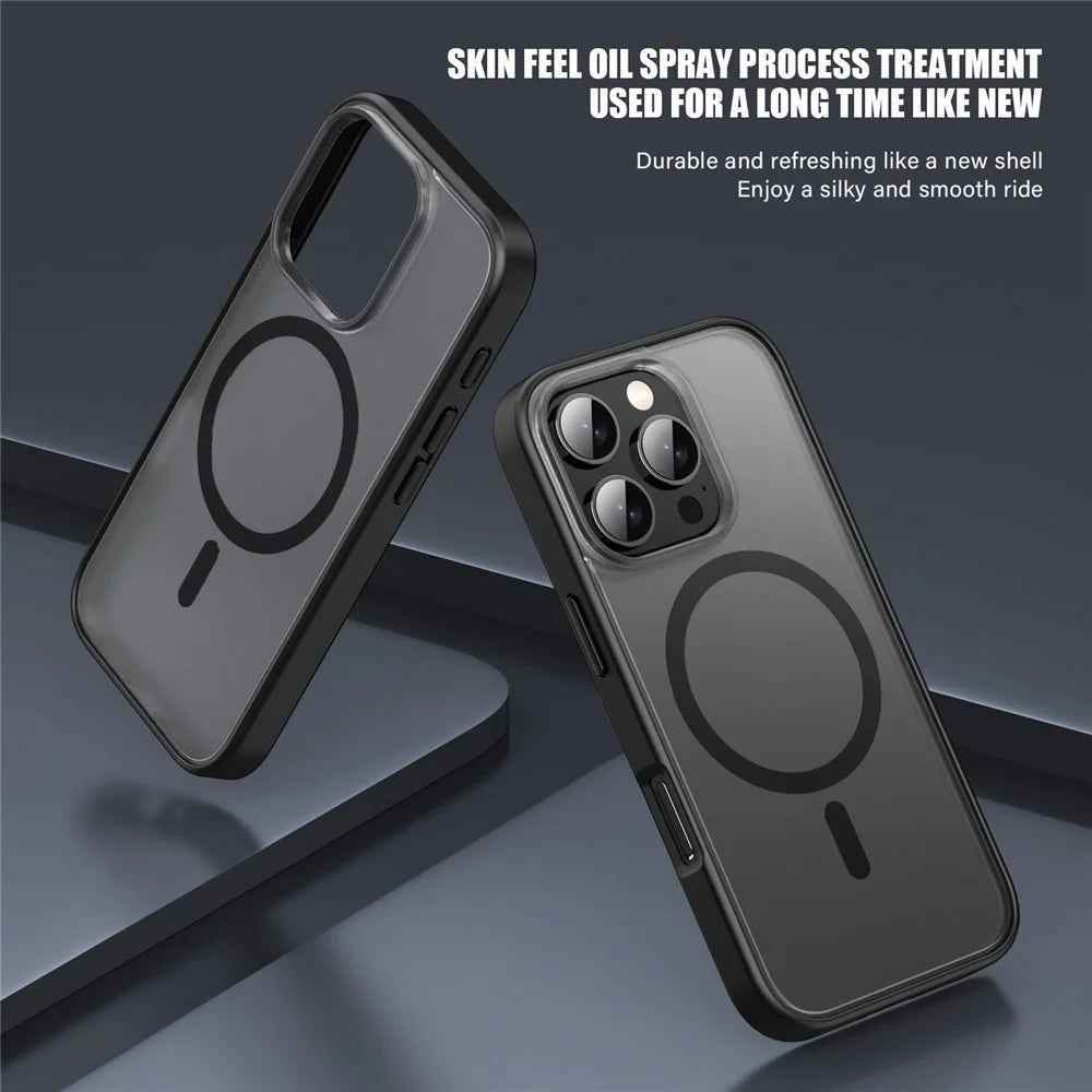 For iPhone 16 Pro Case Matte PC+TPU Phone Cover Compatible with MagSafe - Black - 2