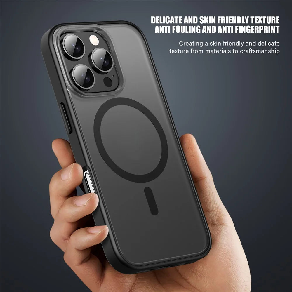 For iPhone 16 Pro Case Matte PC+TPU Phone Cover Compatible with MagSafe - Black - 5