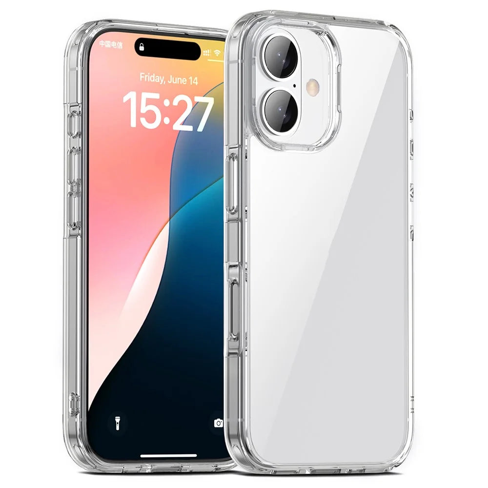 Aurora Series For iPhone 16 Case TPU+PC Crystal Clear Back Cover - Transparent - 1