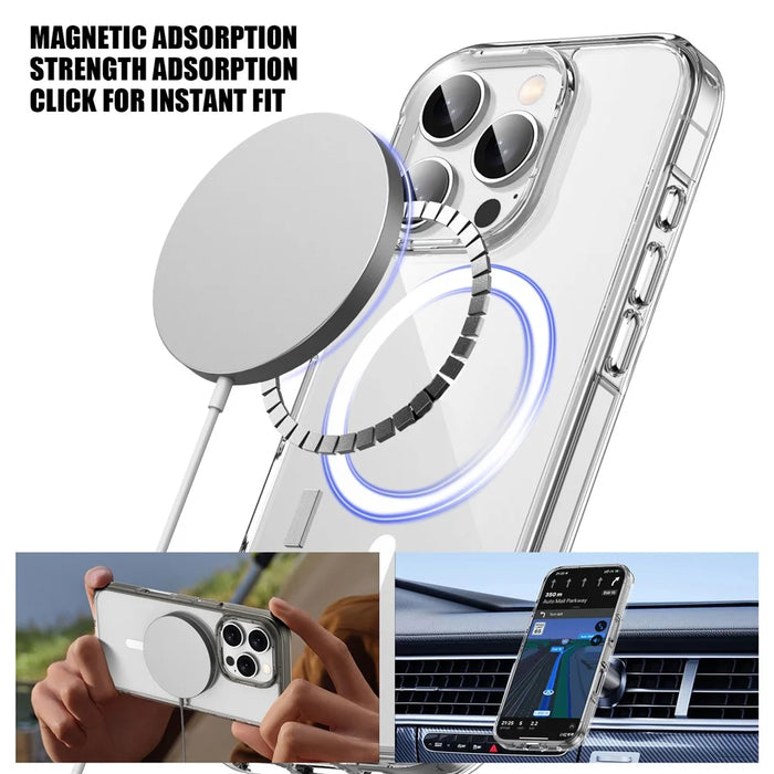 Aurora Series For iPhone 16 Pro Max Case Compatible with MagSafe TPU+PC Crystal Clear Back Cover - Transparent - 6