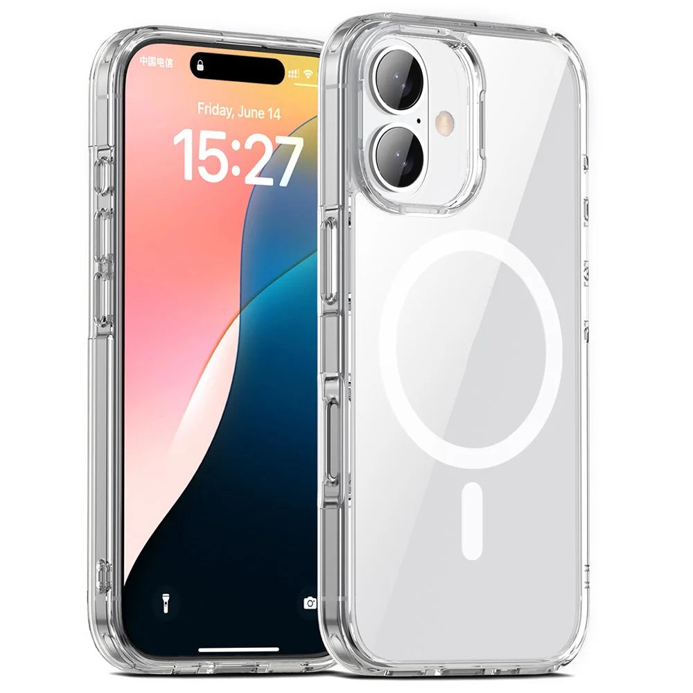 Aurora Series For iPhone 16 Plus Case Compatible with MagSafe TPU+PC Crystal Clear Back Cover - Transparent - 1
