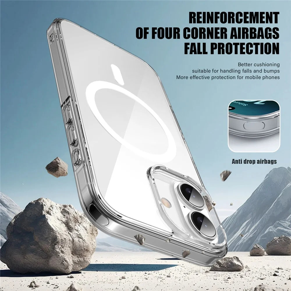 Aurora Series For iPhone 16 Plus Case Compatible with MagSafe TPU+PC Crystal Clear Back Cover - Transparent - 3