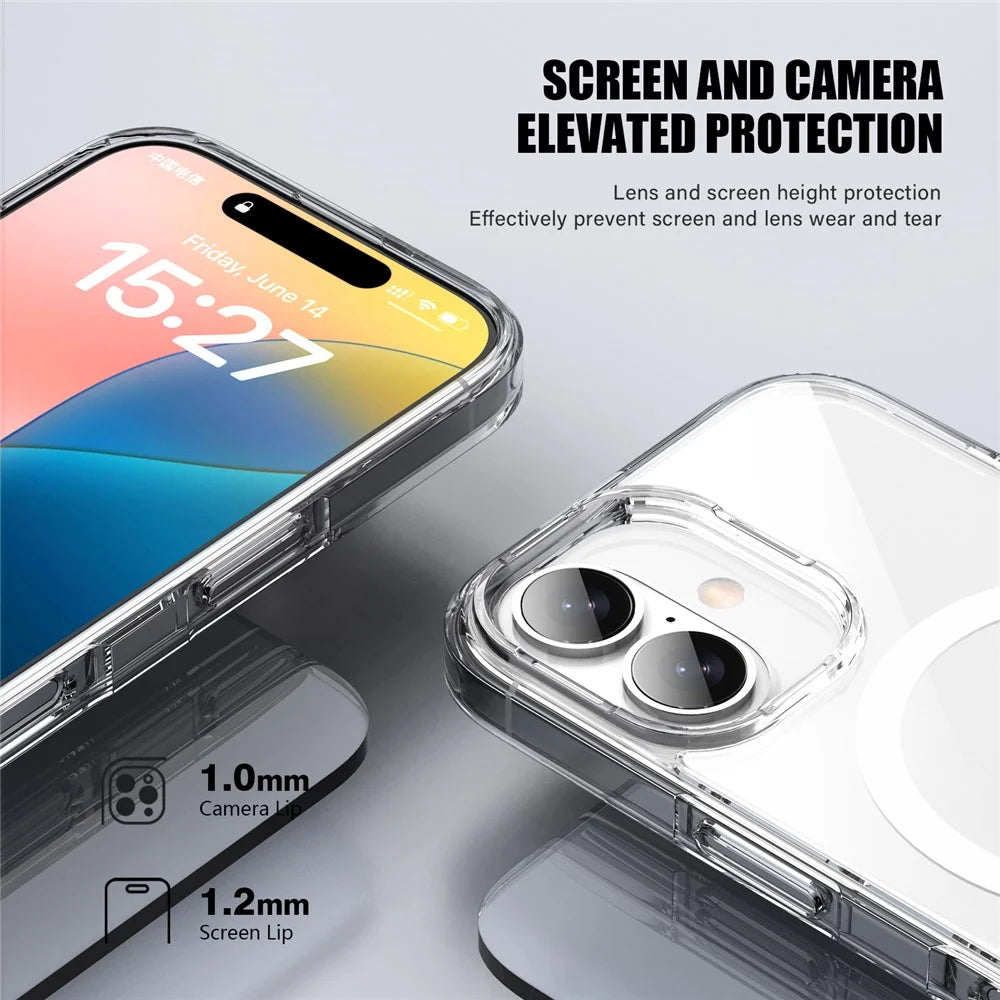 Aurora Series For iPhone 16 Plus Case Compatible with MagSafe TPU+PC Crystal Clear Back Cover - Transparent - 5