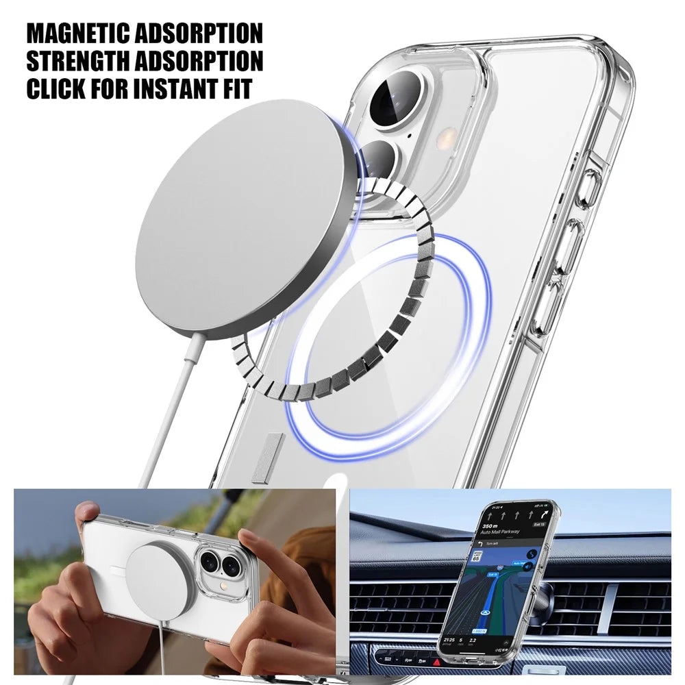 Aurora Series For iPhone 16 Plus Case Compatible with MagSafe TPU+PC Crystal Clear Back Cover - Transparent - 6